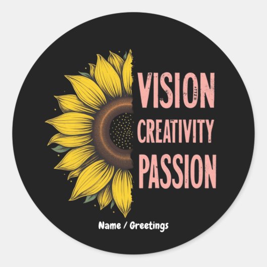 Funny Vision, Kreativität und Leidenschaft feiern Runder Aufkleber (Vorderseite)