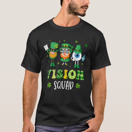 Funny Vision Squad Leprechaun Optometrist St Patri T-Shirt (Vorderseite)