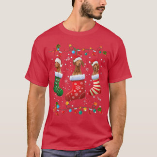 Funny Vizsla Christmas Socks Lights Funny Dog Lieb T-Shirt