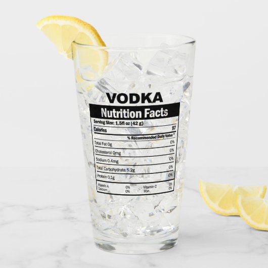 Funny Vodka Nutrition Facts Glass Glas (Vorderseite Ice)