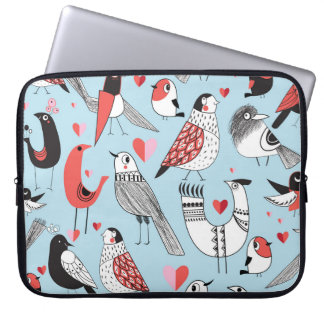 Funny Vogel Illustrationen, Grafik nahtlos. Laptopschutzhülle