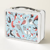 Funny Vogel Illustrationen, Grafik nahtlos. Metall Brotdose (Rückseite)