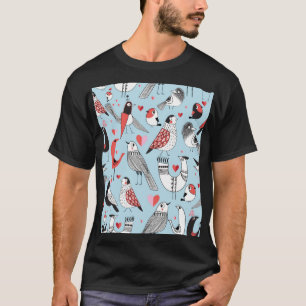 Funny Vogel Illustrationen, Grafik nahtlos. T-Shirt