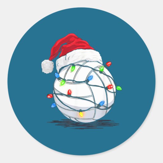 Funny Volleyball Ball Christmas Graphics Lights Lo Runder Aufkleber (Vorderseite)