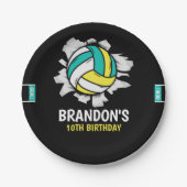 Funny Volleyball Boy Birthday Pappteller (Vorderseite)