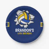 Funny Volleyball Boy Birthday Pappteller (Vorderseite)