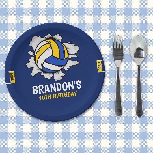 Funny Volleyball Boy Birthday Pappteller