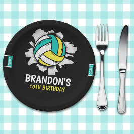 Funny Volleyball Boy Birthday Pappteller