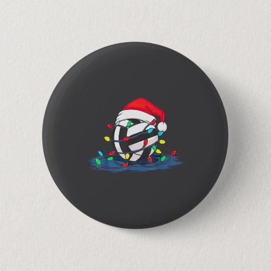 Funny Volleyball Christmas Graphics Lights Lover P Button (Vorderseite)