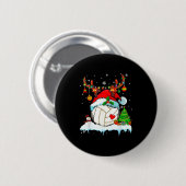 Funny Volleyball Christmas Reindeer Santa Hat Ligh Button (Vorne & Hinten)