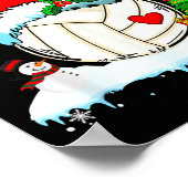 Funny Volleyball Christmas Reindeer Santa Hat Ligh Poster (Ecke)