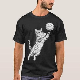 Funny Volleyball Cute Cat Kitten Sports Lover  T-Shirt