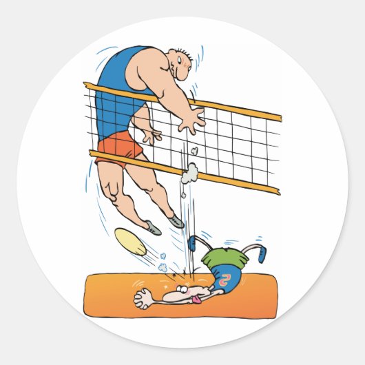 Funny Volleyball Runder Aufkleber (Vorderseite)