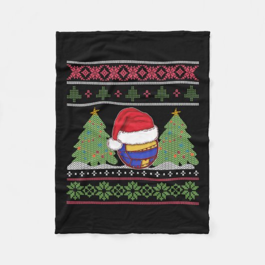 Funny Volleyball Team Ugly Sweater Christmas Light Fleecedecke (Vorderseite)