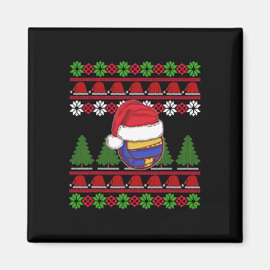Funny Volleyball Team Ugly Sweater Christmas Light Magnet (Vorne)