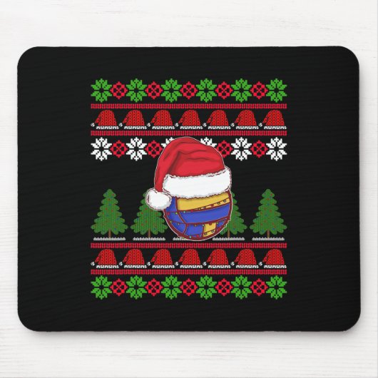 Funny Volleyball Team Ugly Sweater Christmas Light Mousepad (Vorne)
