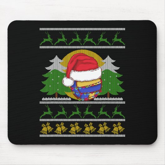 Funny Volleyball Team Ugly Sweater Christmas Light Mousepad (Vorne)