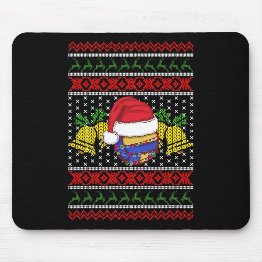 Funny Volleyball Team Ugly Sweater Christmas Light Mousepad (Vorne)