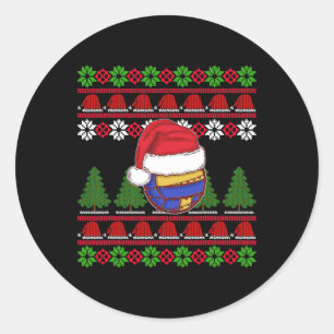Funny Volleyball Team Ugly Sweater Christmas Light Runder Aufkleber