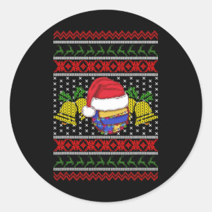 Funny Volleyball Team Ugly Sweater Christmas Light Runder Aufkleber