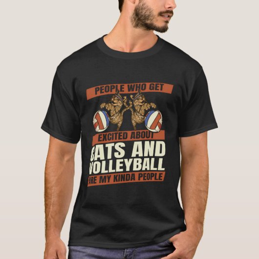 Funny Volleyball Vball - Beach Volleyball Katze T-Shirt (Vorderseite)