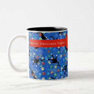 Funny von der Cat Custom Weihnachtsleuchten Zweifarbige Tasse