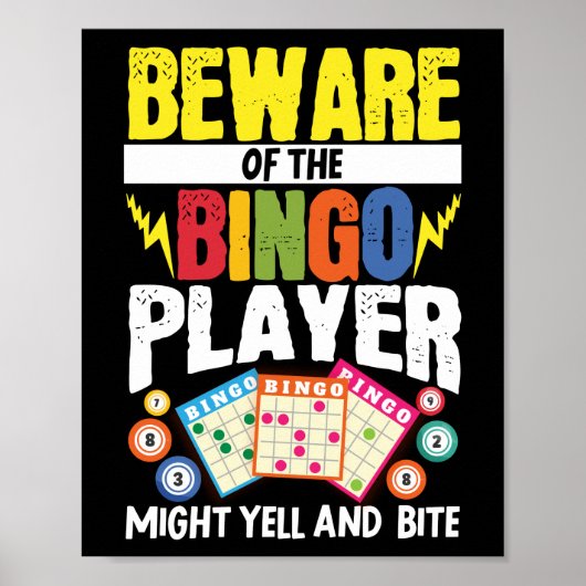 Funny Vorsicht vor dem Bingo-Spieler: könnte schre Poster (Vorne)