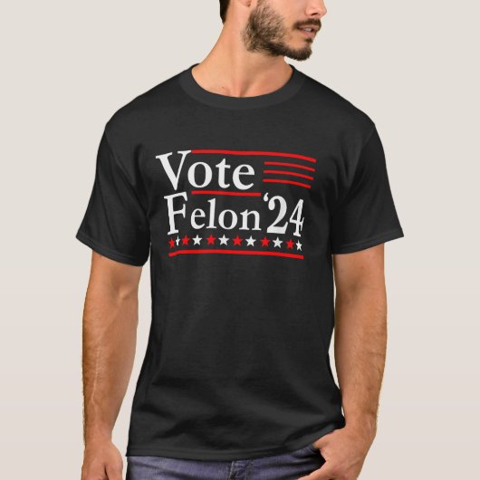 Funny Vote Felon 24 Funny Pro Trump 2024 Long Slee T-Shirt (Vorderseite)