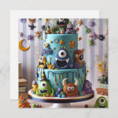 FUNNY WACKY MONSTER CAKE BIRTHDAY EINLADUNG (Vorne/Hinten)