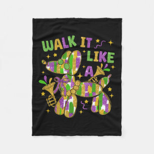 Funny Walk It like a Dog Mardi Gras Groovy Fleecedecke