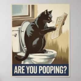 Funny Wall Art - Kacke du? Katze auf Toilette Poster
