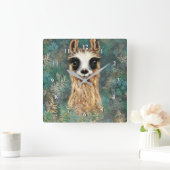 Funny Wall Clock Curious Playful Llama - Smile Quadratische Wanduhr (Zuhause)