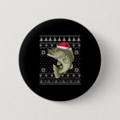 Funny Walleye Fisch Ugge Weihnachtskraut Santa Xm Button (Vorderseite)