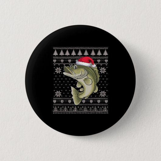 Funny Walleye Fisch Ugge Weihnachtskraut Santa Xm Button (Vorderseite)