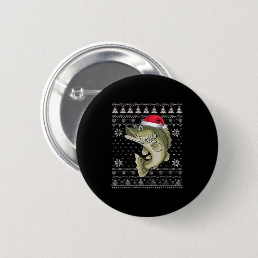 Funny Walleye Fisch Ugge Weihnachtskraut Santa Xm Button (Vorne & Hinten)