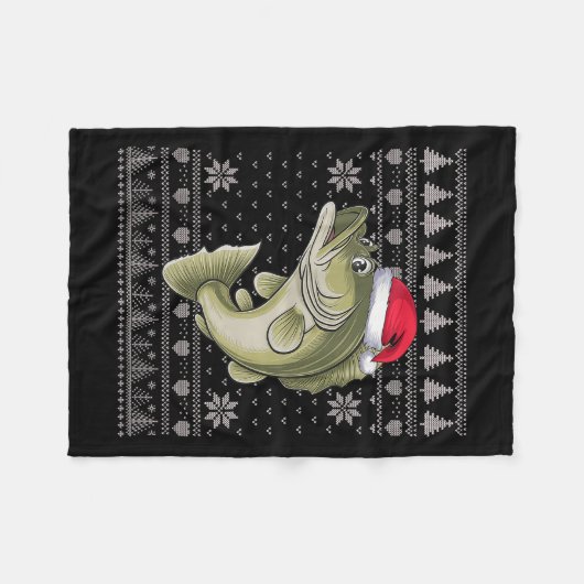 Funny Walleye Fisch Ugge Weihnachtskraut Santa Xm Fleecedecke (Vorderseite (Horizontal))