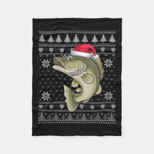 Funny Walleye Fisch Ugge Weihnachtskraut Santa Xm Fleecedecke (Vorderseite)