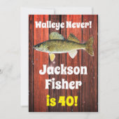 Funny Walleye Fisherman's Birthday Einladung (Vorderseite)