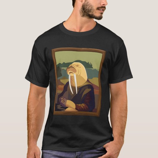 Funny Walrus Mona Lisa Art Parody T-Shirt (Vorderseite)