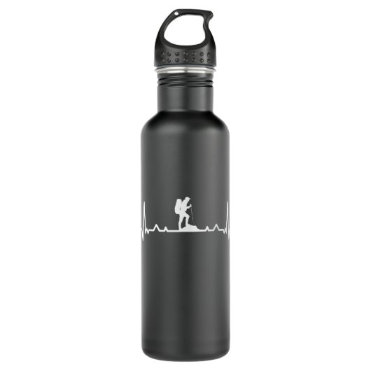 Funny Wandern Geschenk Wandern Herzschlag Edelstahlflasche (Vorderseite)