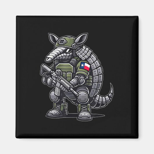 Funny War madillo The Veteran Tactical Texas Flag Magnet (Vorne)
