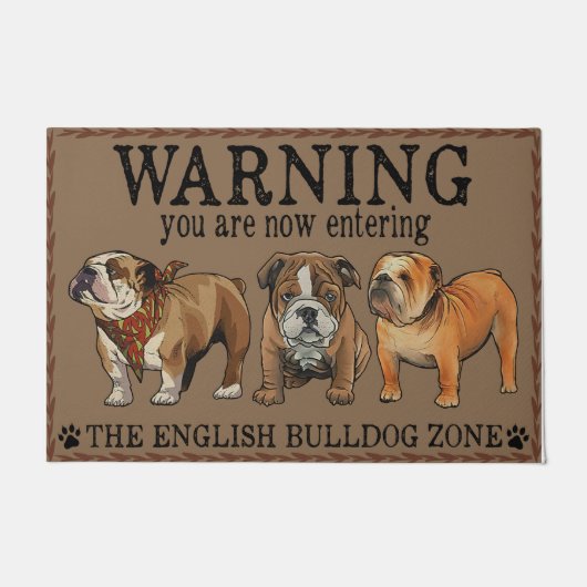 Funny Warning English Bulldog Zone Doormat Fußmatte (Vorderseite)