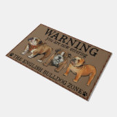 Funny Warning English Bulldog Zone Doormat Fußmatte (Schrägansicht)