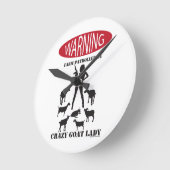 FUNNY Warning Farm Patroulliert von Crazy Goat LAd Runde Wanduhr (Winkel)