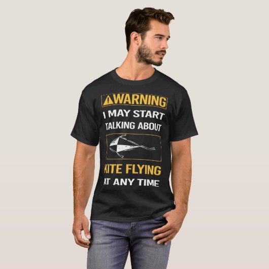 Funny Warning Kite Flying T-Shirt (Vorne ganz)