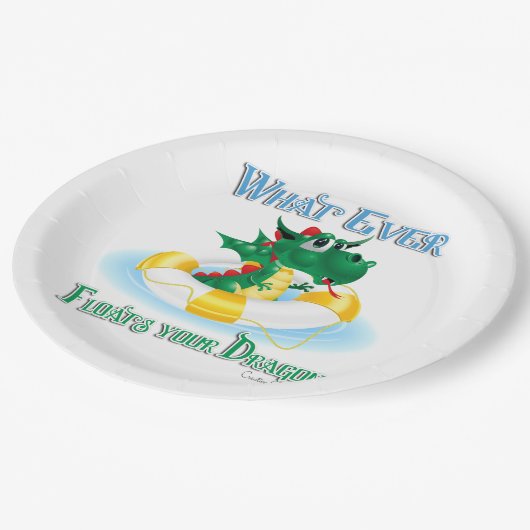 Funny, was auch immer deinen Drachen schweben läss Pappteller (Schrägansicht)