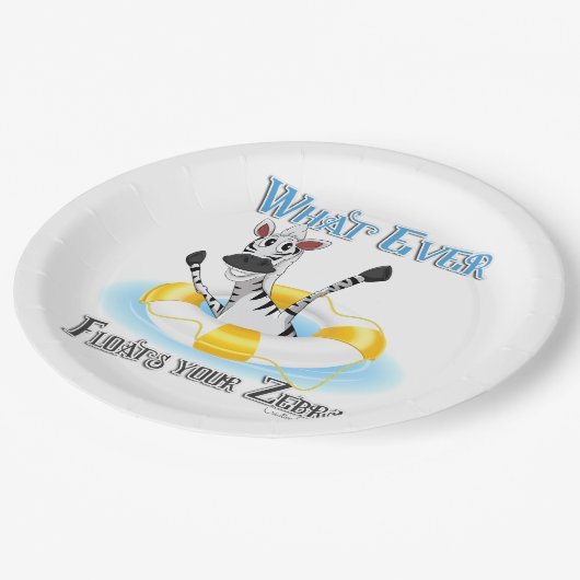 Funny Was auch immer deinen Zebra schweben lässt Pappteller (Schrägansicht)