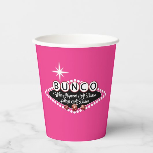 Funny, was bei Bunco Bleibe, bei Bunco Pappbecher (Vorderseite)