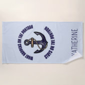 Funny Was passiert auf der Pontoon Vacation Trip Strandtuch (Vorderseite)