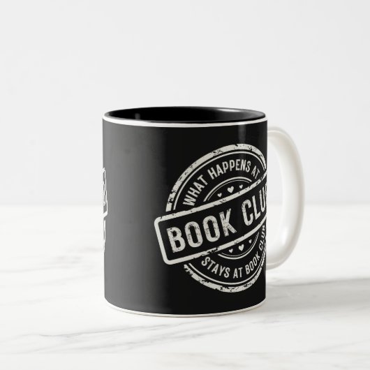 Funny Was passiert bei Book Club Retro Style Zweifarbige Tasse (VorderseiteRechts)